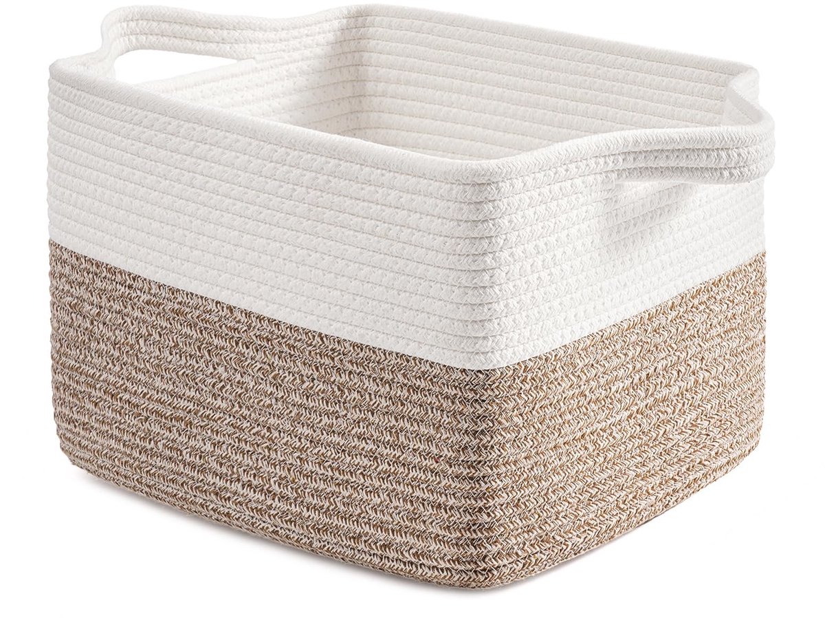 Elzusha - Opbergmand - Wasmand voor kinderkamer - Gevlochten mand met handvat - Bruin - Decoratie en organisatie - Geschikt voor badkamer en woonkamer