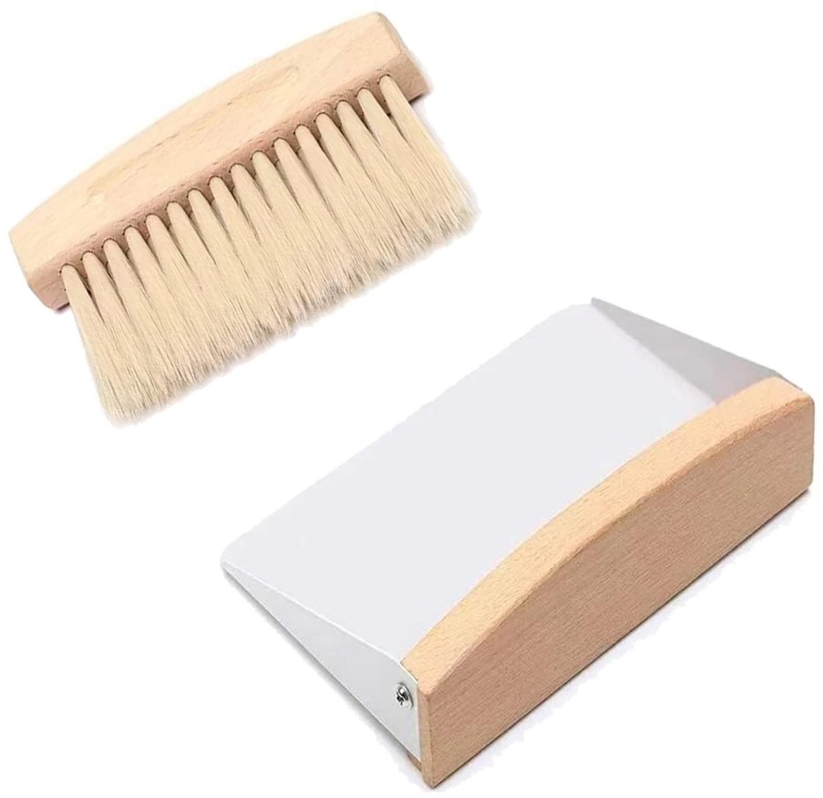 Dailygoods - Tafelbezem - Veegschep en borstel set - Wit - Mini veegschep - Geschikt voor meubels en werkbladen