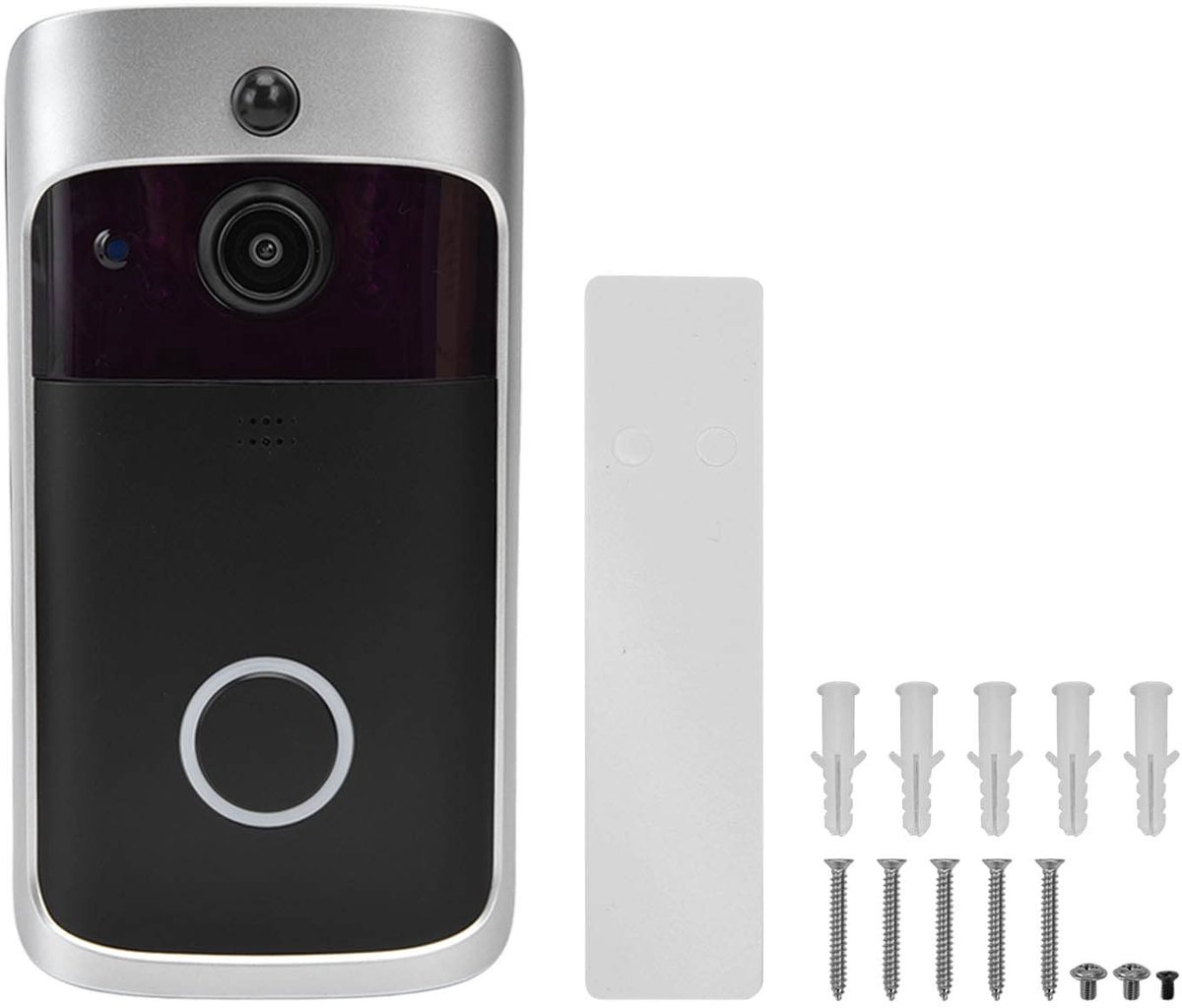 Dailygoods - 1080P Videodeurbel - Draadloze Bewegingsdetectie - Eenvoudige Installatie - Zwart - HD Nachtzicht - Voor Thuis - 2,4 GHz