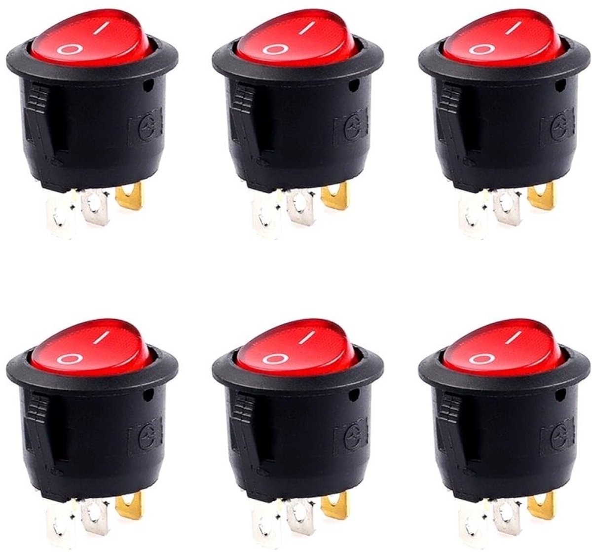 Dailygoods Tuimelschakelaar Rode LED 6 Stuks Compact Formaat Schakelaar Geschikt voor Elektrische Toepassingen Rood