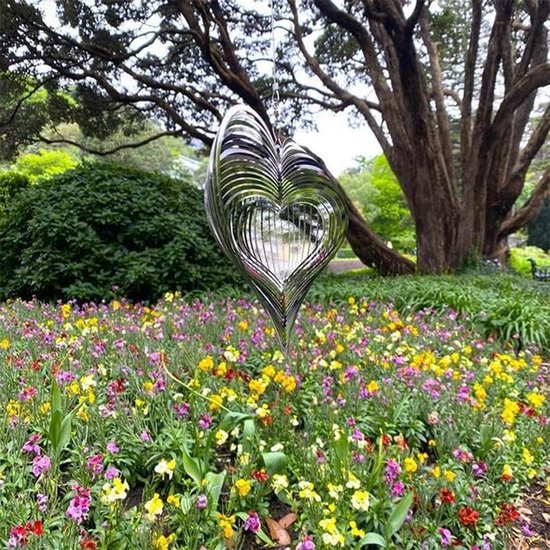 Kinetische Wind Spinner van Roestvrij Staal voor Tuin Decoratie - 3D Hangende Windvanger voor Binnen en Buiten, Beweging en Kunst in de Tuin — afbeelding 3