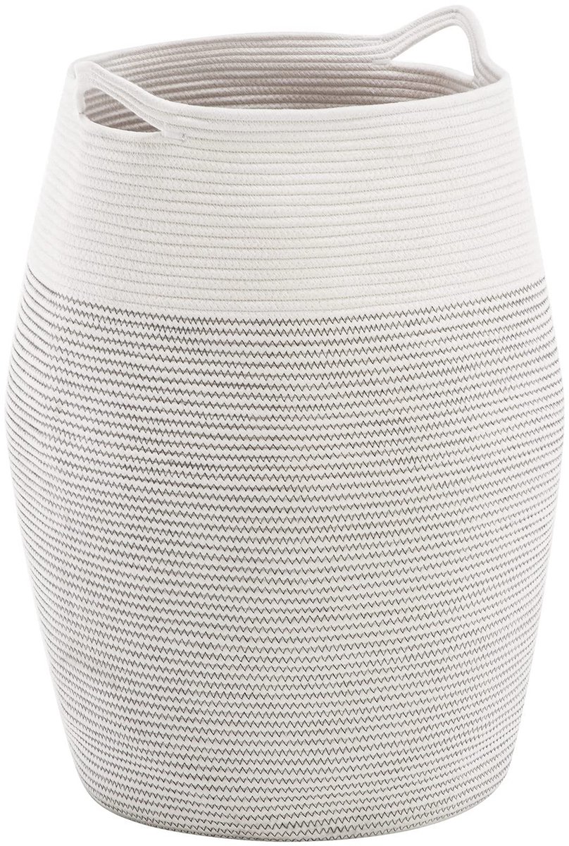 Vlemico - Wasmand - Katoenen wasmand - Groot formaat - 105 liter - Vouwbare wasmand - Geschikt voor slaapkamer - 49 x 65 cm