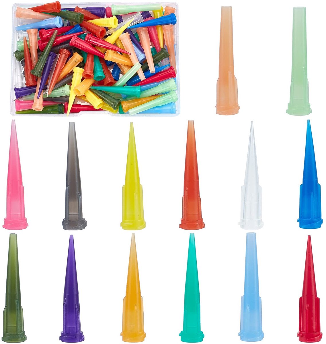 By shayne - Lijmvloeistof Dispenser - Taperende Naaldpunten - 14 Kleuren - Vulnaalden - Precisie Dispenser - Voor Creatieve Klussen - 112 Stuks