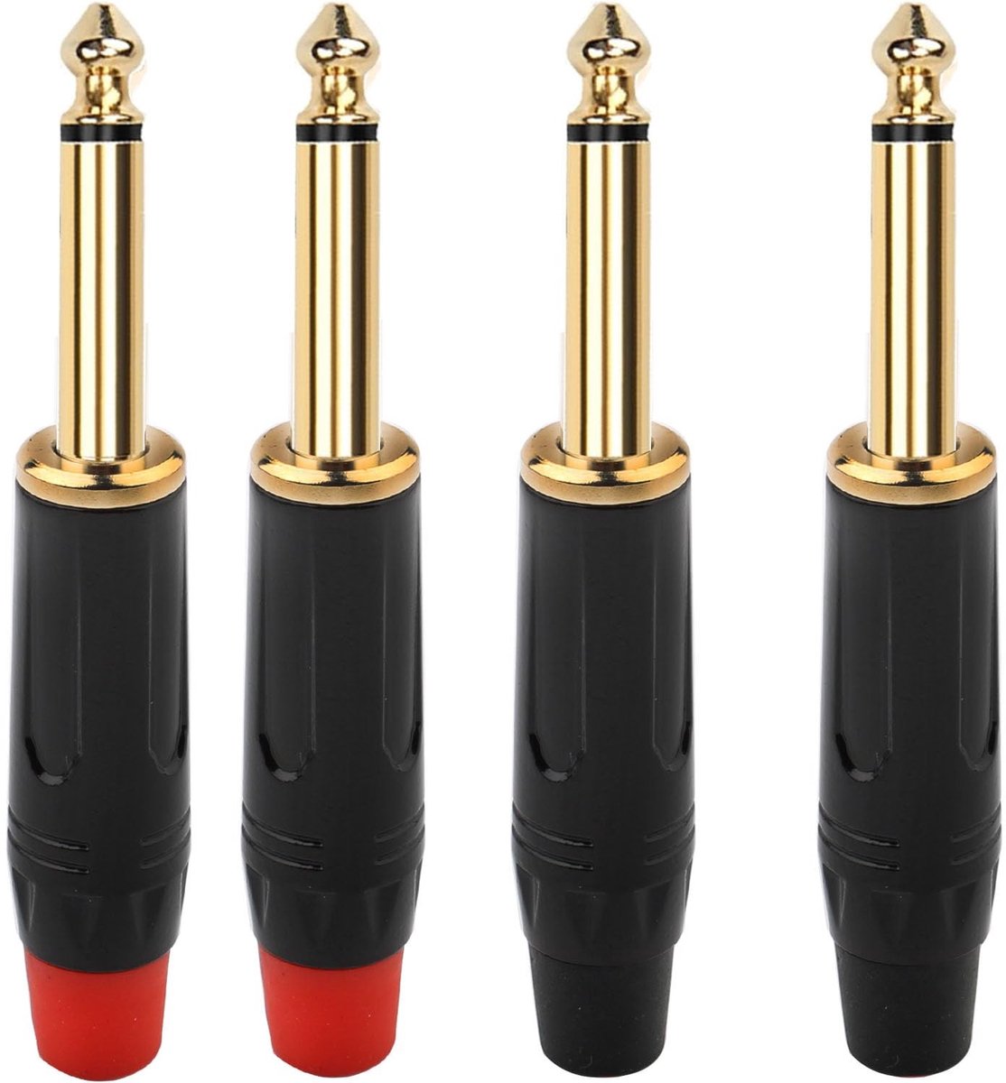 1/4" Audio Plugs 6.35mm TS Male - 4 Pack voor DJ, Gitaar en Microfoon
