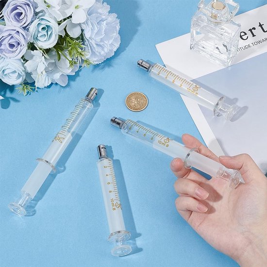 Zeynomax - Herbruikbare Glazen Spuit - Doseerspuiten 10ml - Metalen Luer Lock - Perfect voor Laboratorium - Vloeistof Toepassing - Set van 4 Stuks van Zeynomax — afbeelding 4
