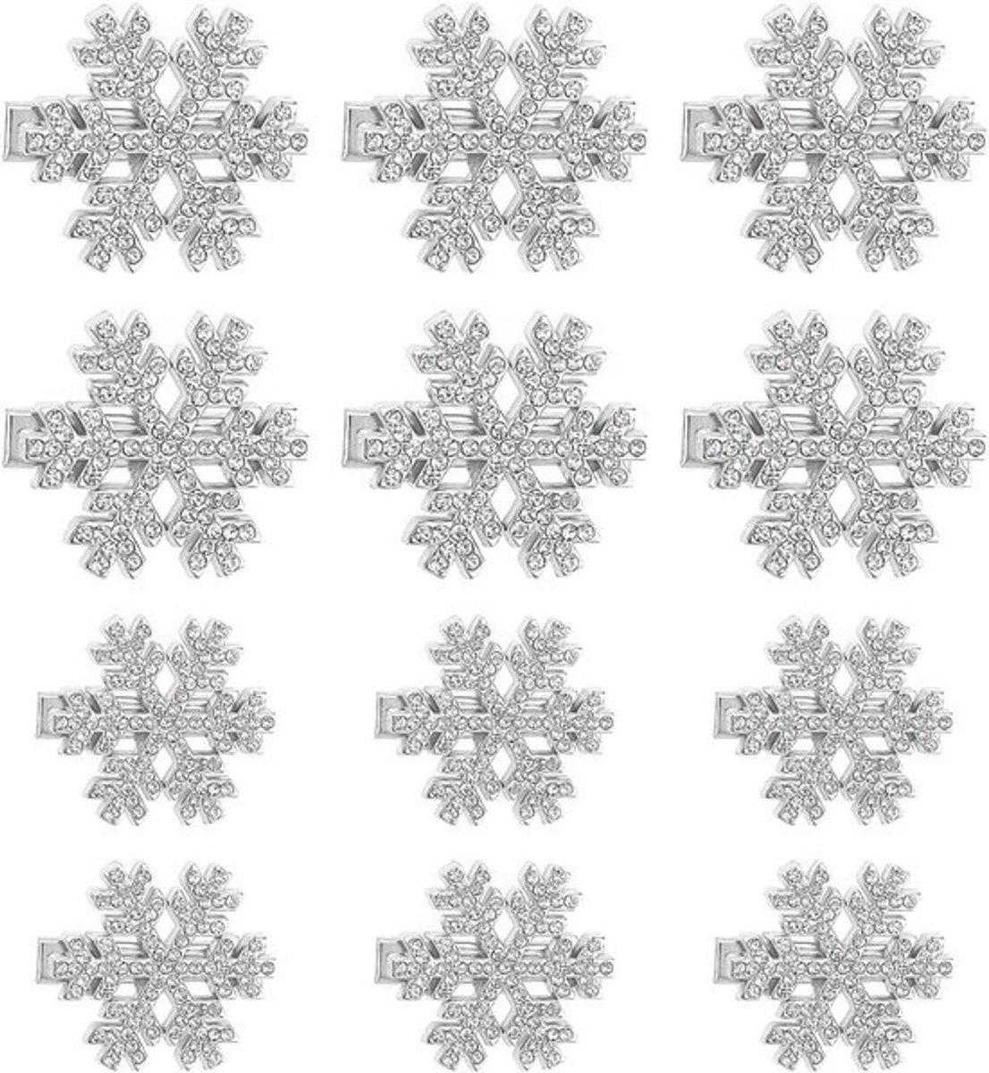 Winter Haarspeldjes - Set van 12 Stuks - Sneeuwvlok Strass - Kerst - Koreaanse Haarspelden