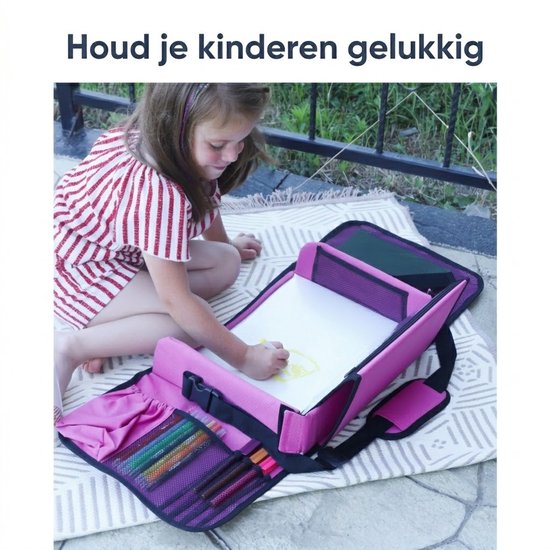 CenZ® Reistafel voor Kinderen, Tekentafel, Tablethouder, Auto en Vliegtuig Reistafel voor Kinderen, Opvouwbaar, Autotafel, Organizers, Speeltafel, Eettafel, Auto Organizer voor Kinderen, ROZE — afbeelding 5