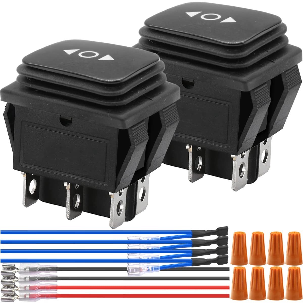 Rocker Switch Momentary 6 Pin DPDT ON/OFF/ON - Polarity Reverse Switch 12V 10A - 2 Stuks