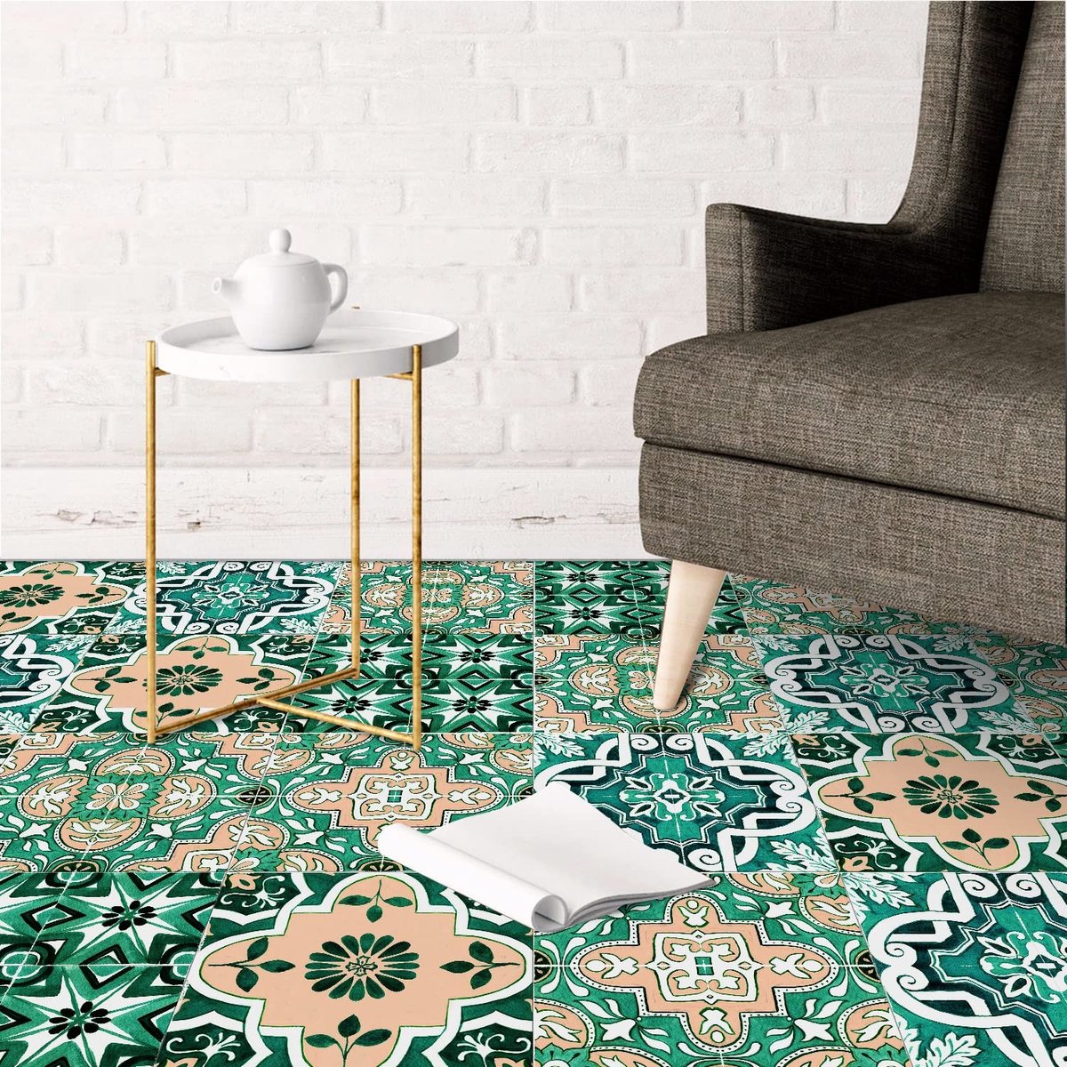 Dailygoods - Vinyl Vloer- en Wandstickers - Waterdicht en Antislip - 20x20cm - 10 Stuks - Voor keuken en badkamer - Duurzaam en praktisch - Geschikt v