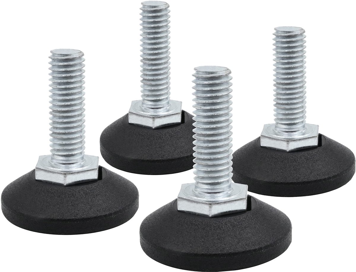 Jhubersproducts - Stelschroef - Verstelbare schroef - Tot 550 kg draagkracht - Ø 38 mm - M10 x 30 mm - Perfect voor meubels - Set van 4