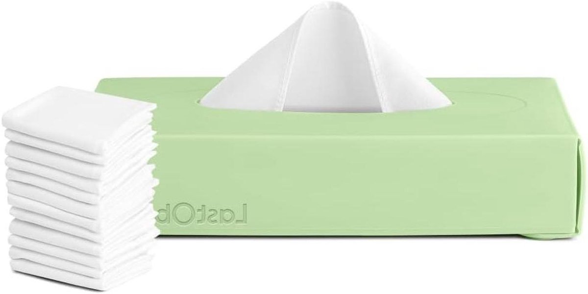 Herbruikbare zakdoekjes - Katoenen tissues - Afvalvrij leven - Zacht biologisch katoen - 20 cm breed - Groen