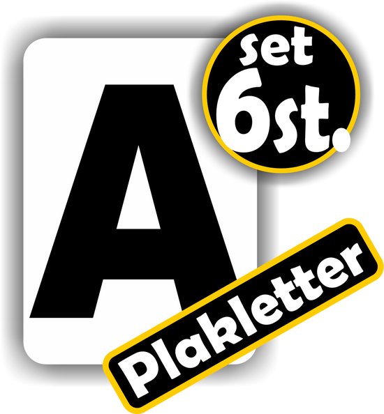 Jerma - Plakletter - A - Stickers - 6 st - 5 x 7 cm - Weerbestendig - Zwart - Zelfklevend - Vinyl