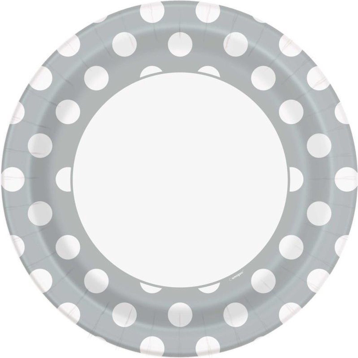 Unique Feestborden 23 Cm 8 Stuks Karton Zilver/wit