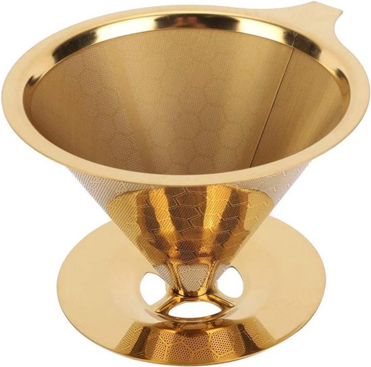Herbruikbaar Giet-over Koffiefilter - Goud RVS Honeycombed Koffie Dripper Nieuw