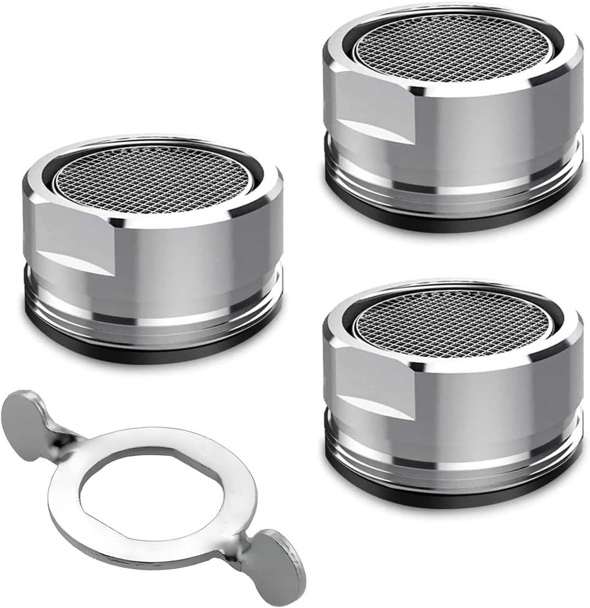 3 Stuks Waterkraan Strainer Jet Regulator met 24 mm Nozzle, RVS Filter en Sleutel, Ideaal voor Waterbesparing en Efficiënte Waterstroom
