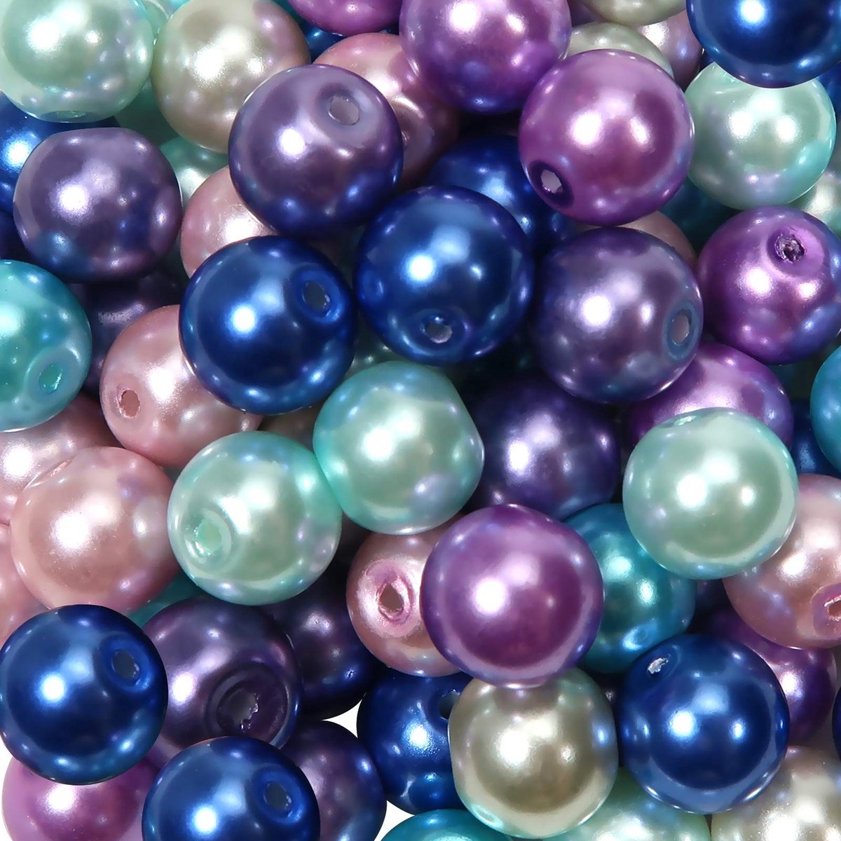 Dailygoods - Glazen Kralen 10mm - DIY Sieraden Maken - 84 Stuks - Blauw Paars Serie - Ronde Faux Parels - Handwerk Accessoires - Decoratie