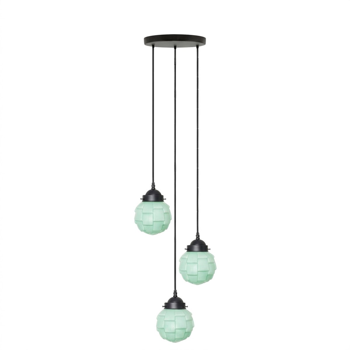 Coloured by Art 3 lichts hanglamp Bretagne Mint - Art Deco Trade Zachtgroen