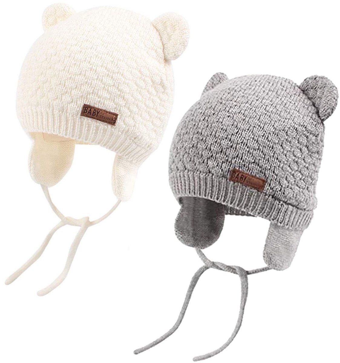 By shayne - Baby Wintermuts en Wanten Set - Gebreide Warme Beanie Muts - Comfortabel en Zacht - Voor Jongens en Meisjes - Biologisch Katoen - Ideaal .