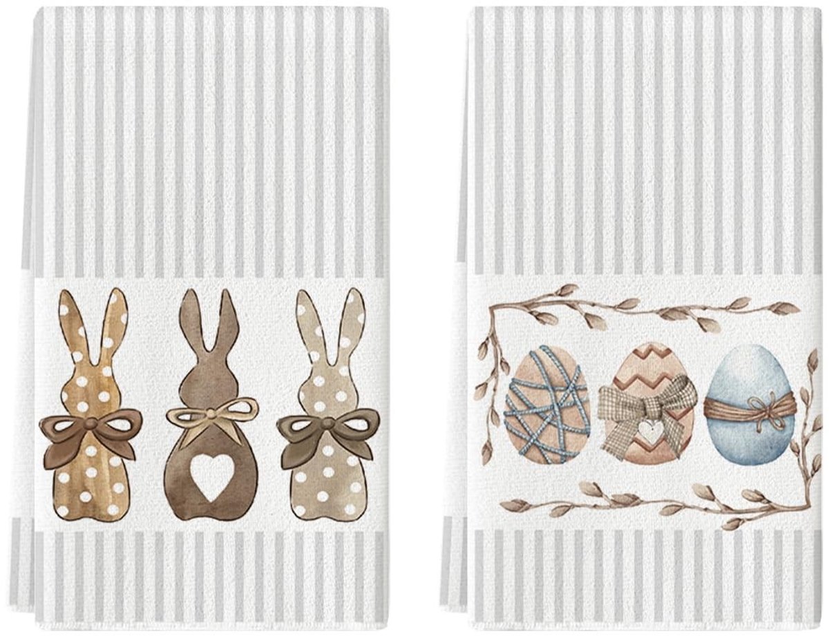 Smoakez - Keukenhanddoeken - Theedoeken set - Stijlvol en zacht - 42x65 cm - Pasen - Perfecte cadeauset - Voor elke keuken