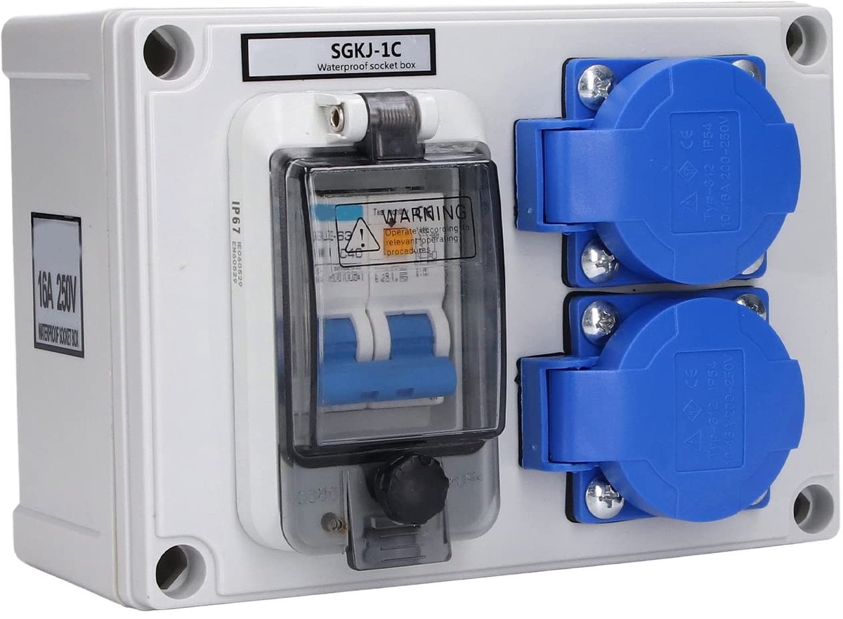 Vlemico - Waterdicht stopcontact - Eenvoudige installatie - Geschikt voor buiten - Veiligheid - Ideaal voor tuin en balkon - Perfect voor huishoude...