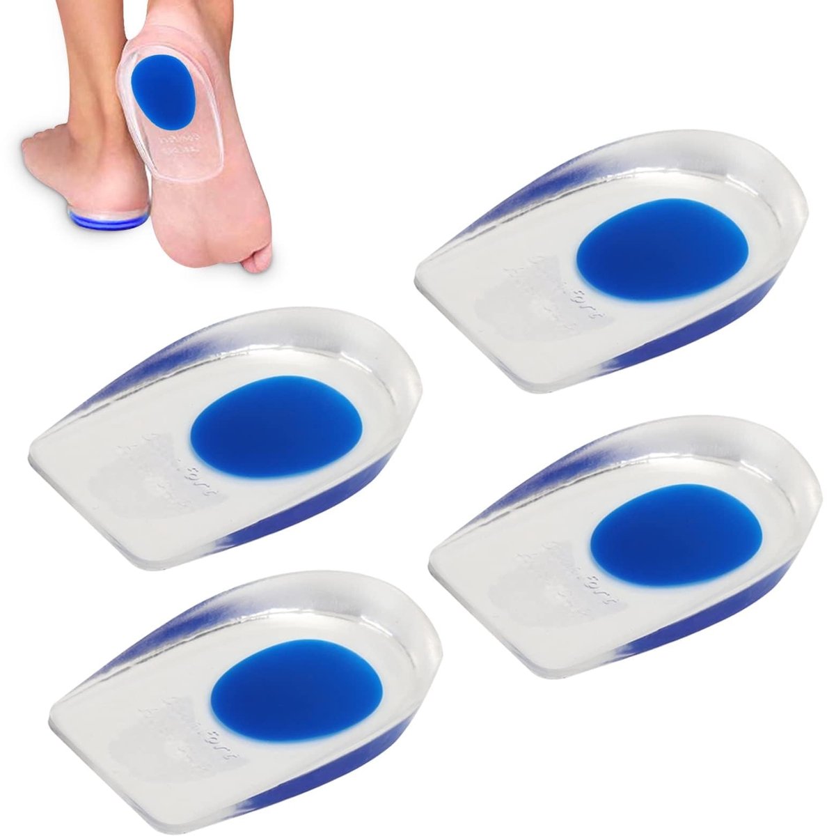 By shayne - Hielkussen - Siliconen Hielbescherming - Innovatieve Gel-Hielkussentjes - Transparant + Blauw - Hielbescherming - Voor Diverse Schoentype.