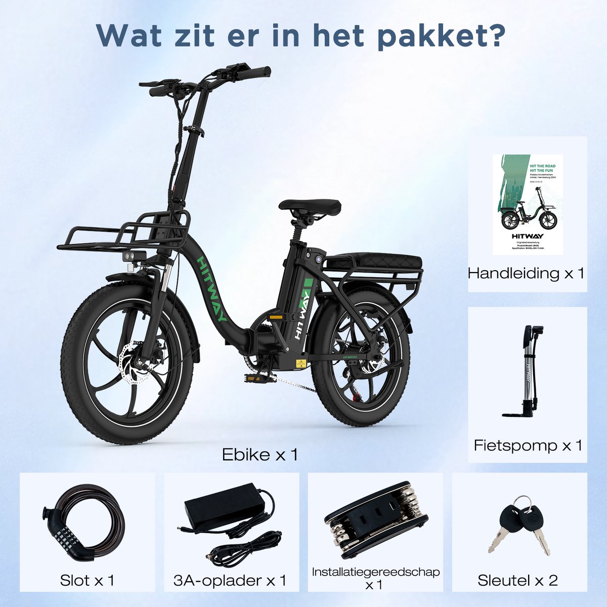 Hitway Elektrische Fiets BK6SL1 - Trendy 20*3.0 Inch Fat Tire City Commuter EBike met Afneembare 36V 15.6 Ah Lithium Batterij - Opvouwbaar Mountain E-Bike met 250W Motor - 7 Versnellingen - IP54 Waterdicht – foto 5
