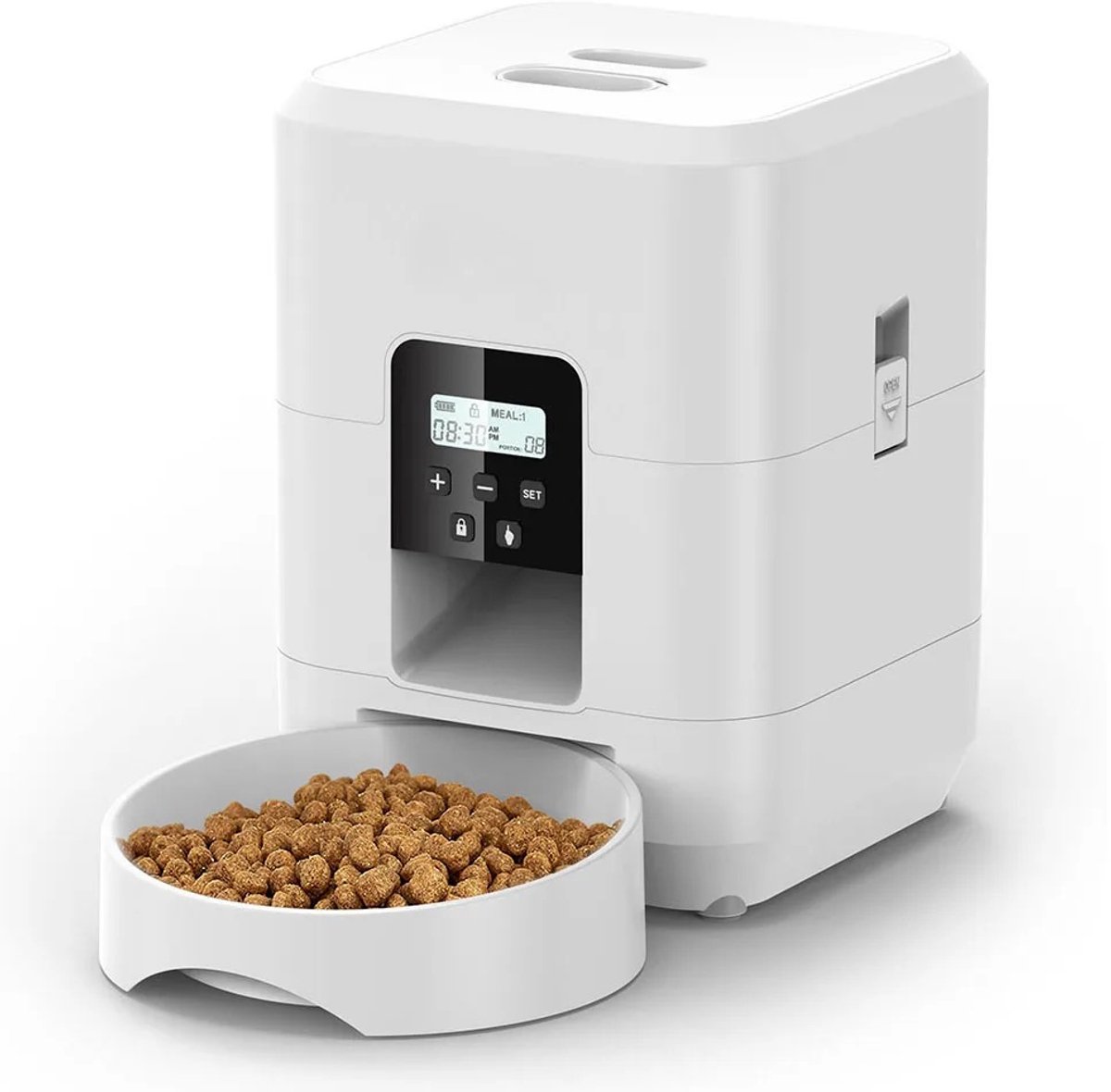 Pelor Automatische Voerbak Kat en Hond - Smart Pet Feeder met Timer - Voerdispenser Kattenvoer Hond Voerbak LCD Display - Wit