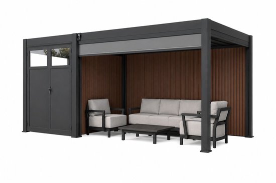 Deluxe® Mirador - Luxe Overkapping - Antraciet - Paviljoen - Prieel - Aluminium - 3x6m...