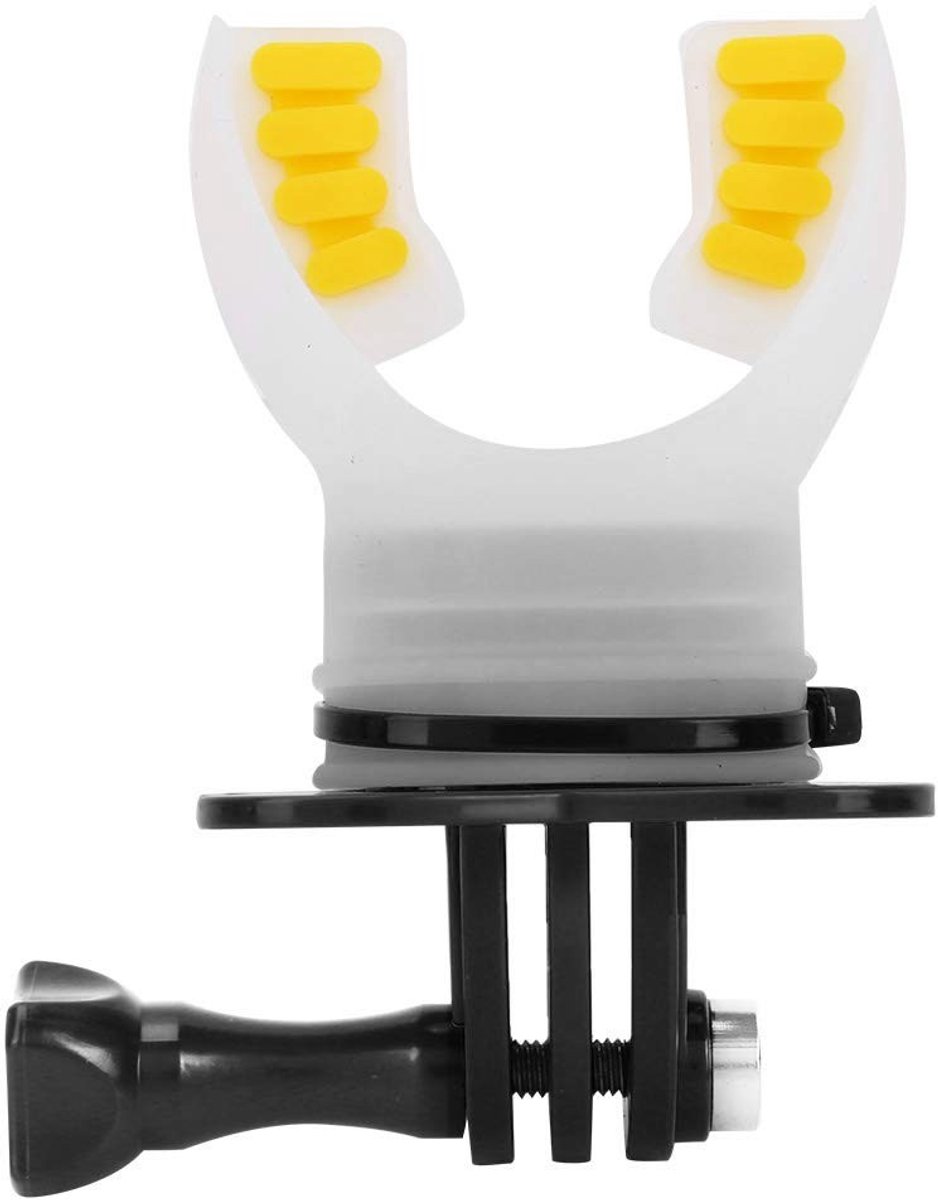 Dailygoods - Mondbevestiging voor Gopro - Ergonomische Siliconen Bijtbevestiging - Zwart - Actiecamera Accessoire - Geschikt voor Surfen Duiken Skaten