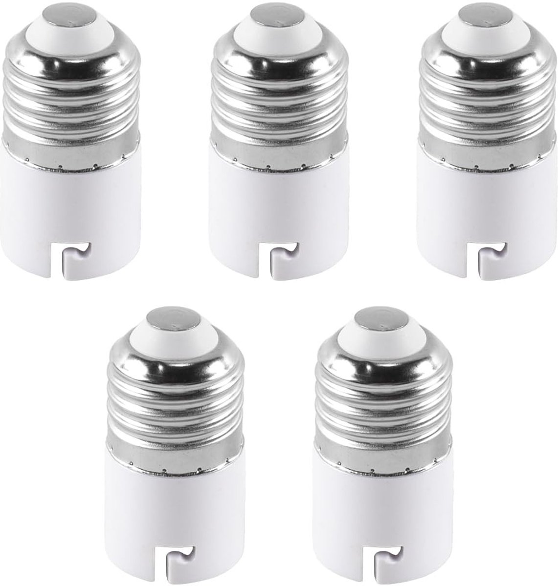 Dailygoods - E27 naar B22 Lamp Socket Adapter - Veilig en Duurzaam - 5 Pack - Lamp Adapter - Geschikt voor E27 en B22 lampen - Hoogwaardige kwaliteit