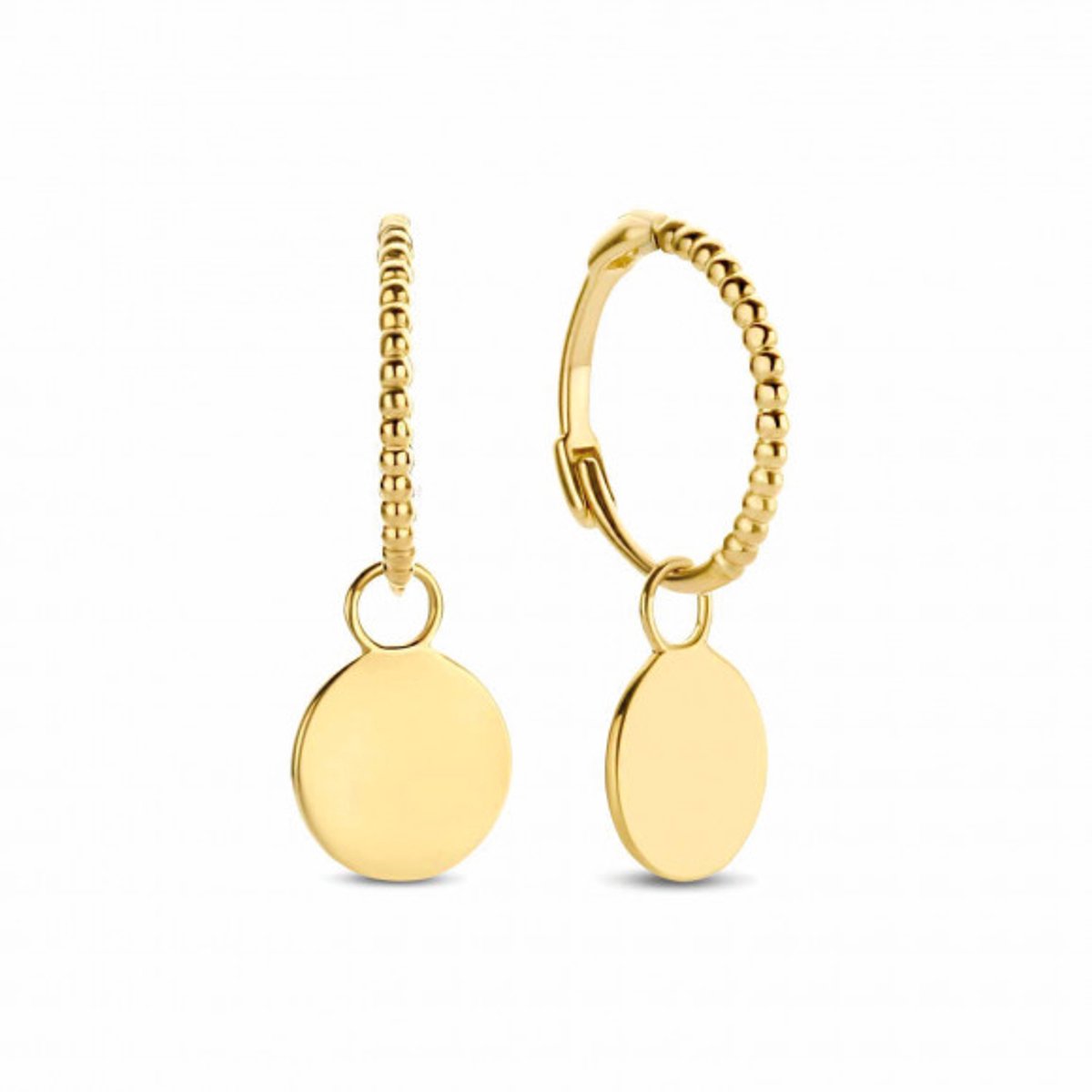 Jackie Fez Disc Hoops 14 Karaat Goud