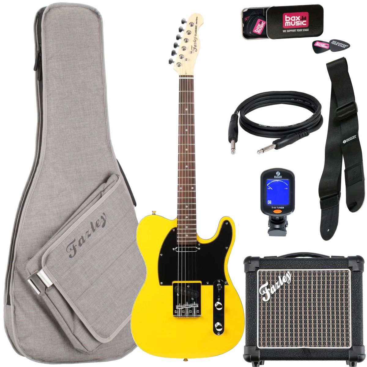 Elektrische gitaar starterset Fazley Classic Series FTL218 Yellow