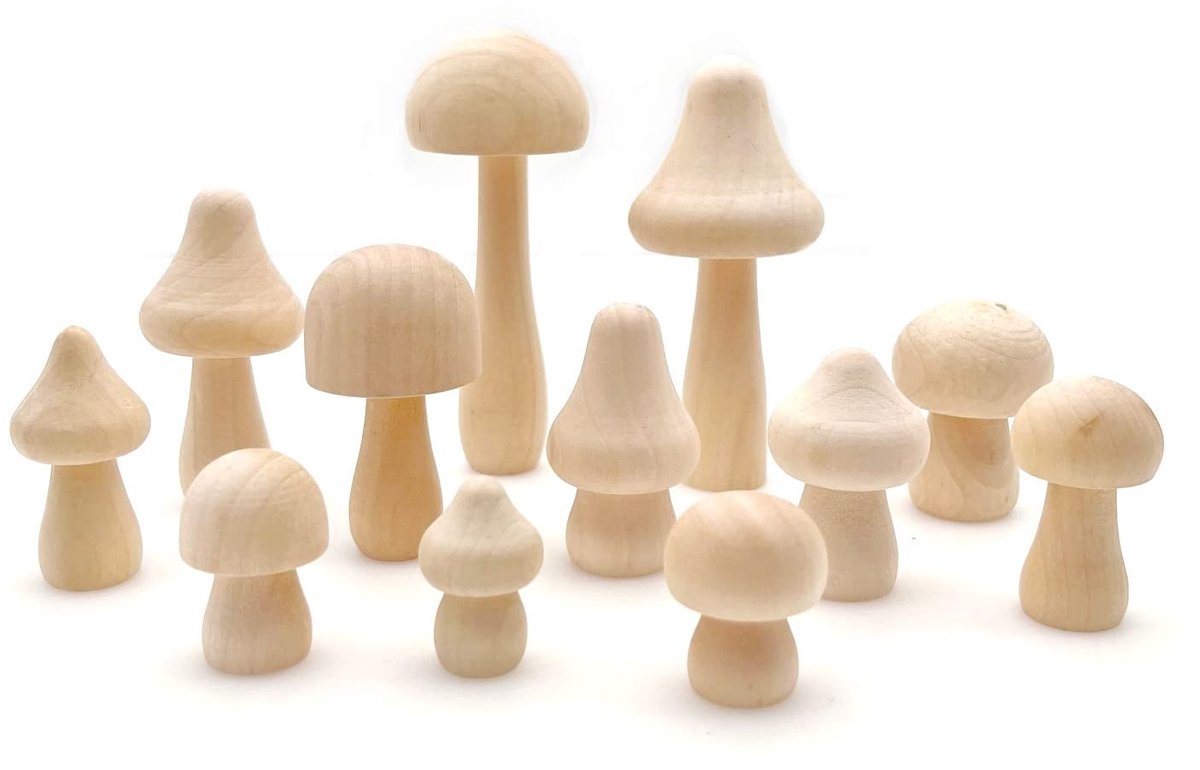 Jhubersproducts - Kleine houten paddenstoelen - DIY ambachten - Natuurlijke uitstraling - Decoratieve ornamenten - Geschikt voor kinderen