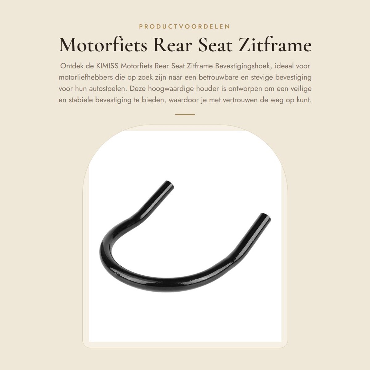 Dailygoods- Zitframe Bevestigingshoek - Motorfiets Accessoire - Hoogwaardig Metaal - Zwart - 230 mm Gebogen - Duurzaam en Sterk - Motorfietsaccessoire
