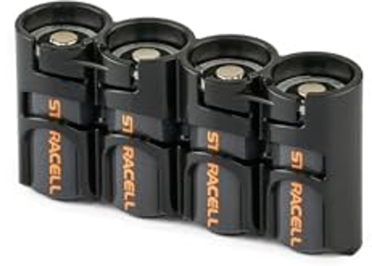 Batterijhouder - Batterij Caddy - Batterijen Opbergen - Eenvoudig Vergrendelingsmechanisme - 4 Batterijen - Zwart