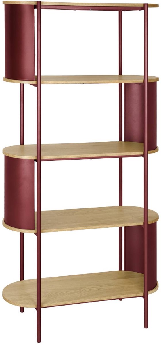 sweeek - Open kast 5 niveaus gebogen metaal en houtdecor 80 x 33,8 x 172cm - molto