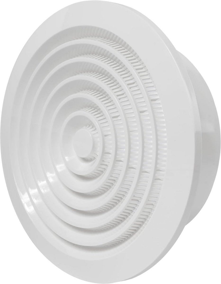 Ventilatierooster Rond - Witte Afdekking - Luchtcirculatie Verbeteren - Ingebouwd Gaas - 150 mm Diameter - Wit