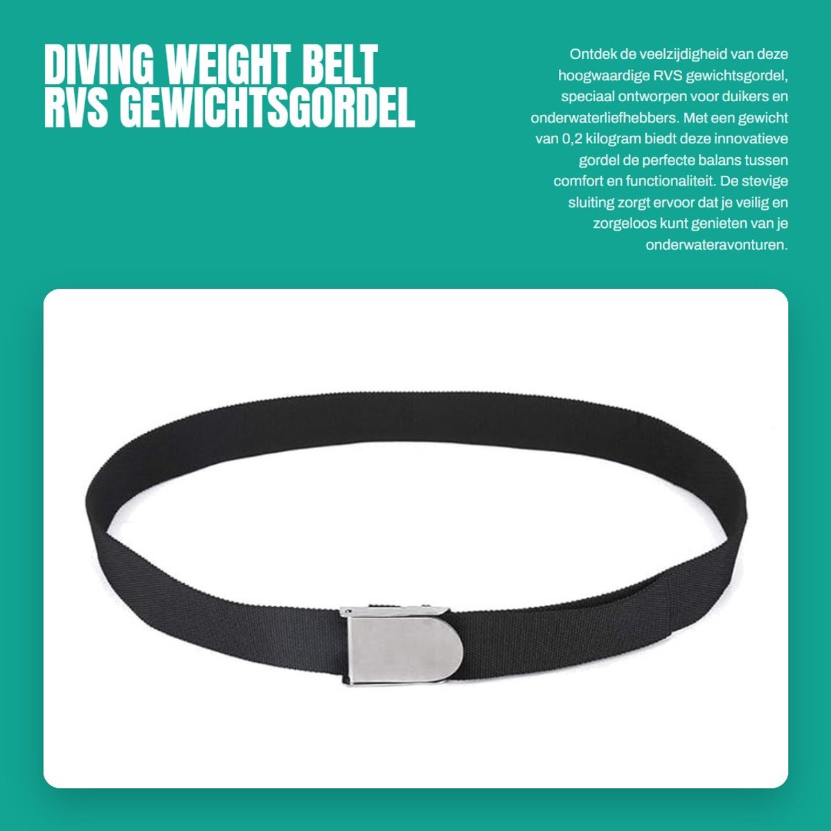 Dailygoods- Gewicht Riem Roestvrij Staal - Duikgewicht - Loodgordel - Robuuste PP-Riem - Waterdicht - Ideaal voor Duiken - Duikriem