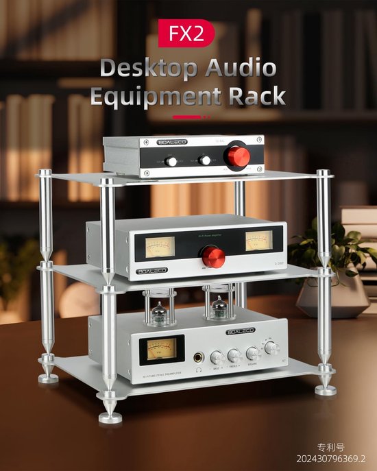 Hifi Rack - Audio Meubel - Geluidsapparatuur Organiseren - Modulair Stapelbaar - 30x20 cm - Grijs — afbeelding 3