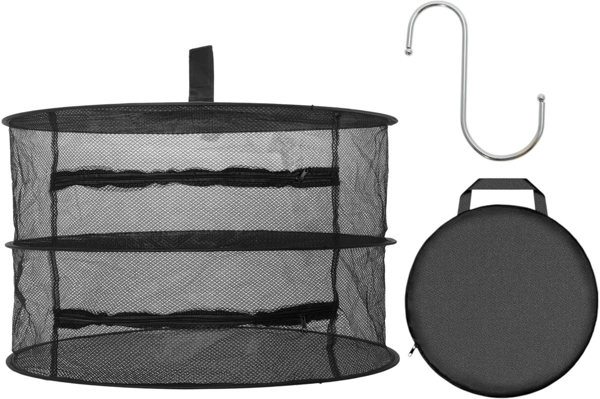 Dailygoods- Afdruiprek 2-laags - Afdruiprek opvouwbaar - Afdruiprek kruiden - Afdruiprek voor kiemgroenten - Duurzaam net - Stabiliteit en duurzaamheid - Kruidendroger