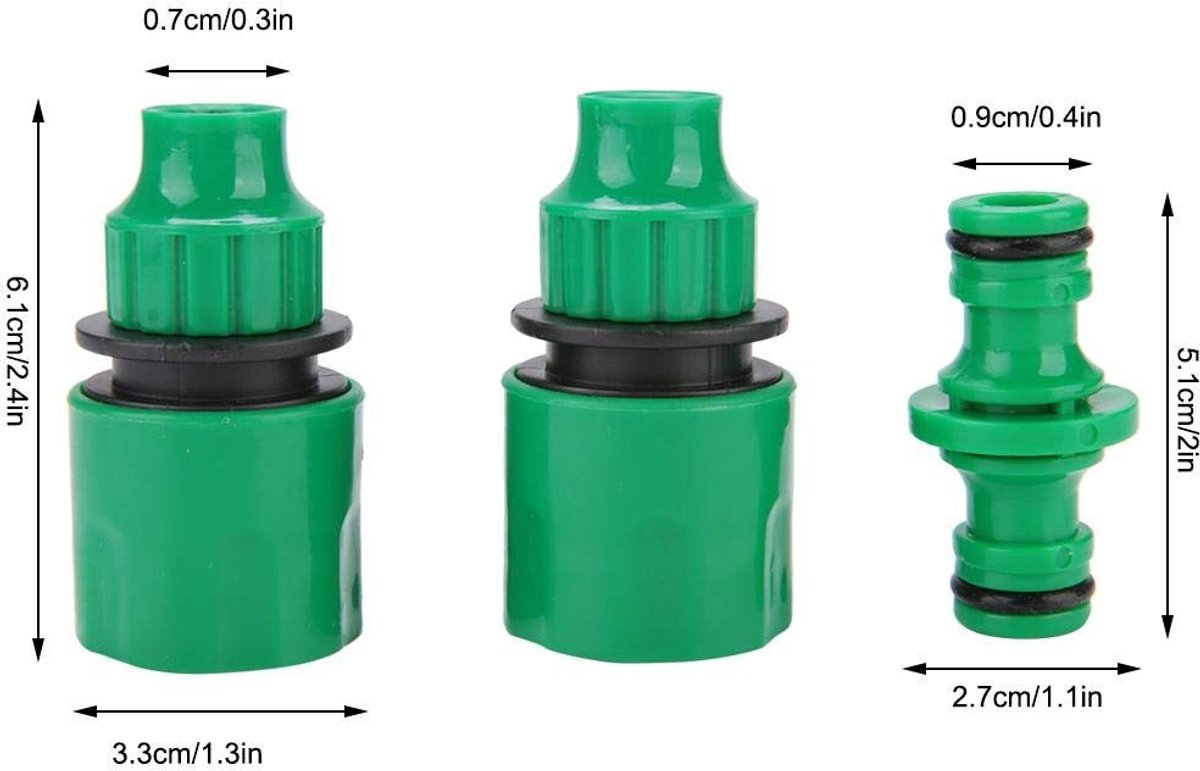Dailygoods - Slang Snelkoppeling - Tuinreparatie - Herbruikbare Aansluiting - Kleur Standaard - Irrigatieadapter - Geschikt voor Tuinslangen - 3 Stuks