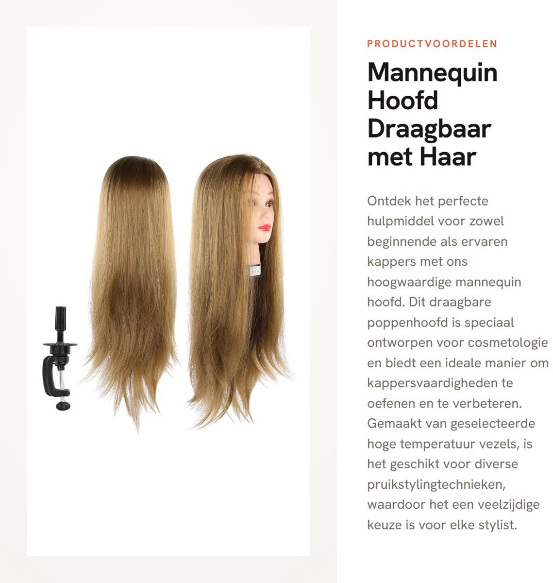 Dailygoods- Mannequin Hoofd Draagbaar - Hoge Temperatuur Vezel - Cosmetologie - Kappersvaardigheden - Haarvolume Groot - Geschikt voor Weven/Krullen - Haarpop
