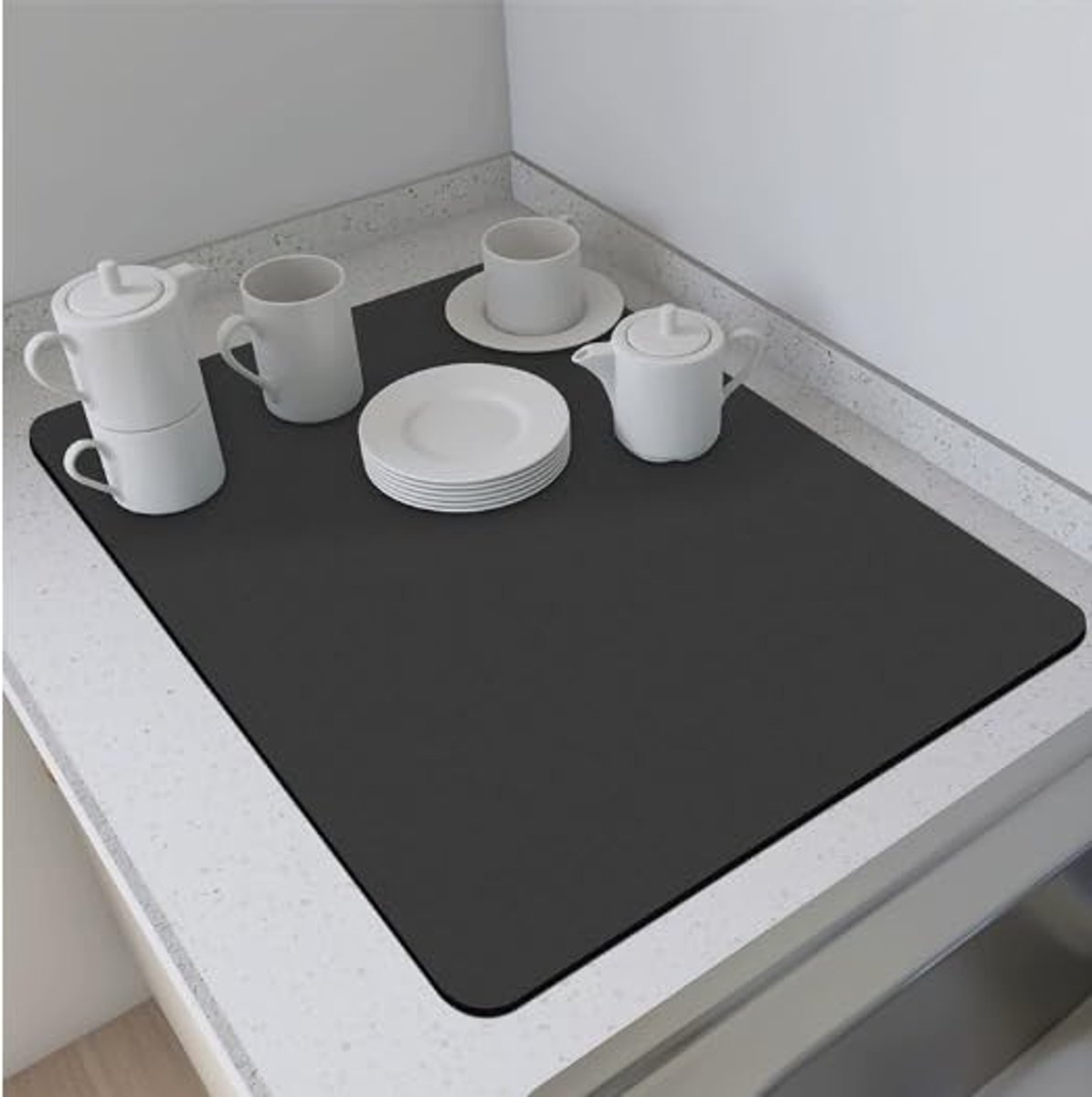 Dailygoods- Afdruipmat Antislip - Koffiemachine Droogmat - Gootsteenmat - Onderlegger Servies - Sneldrogend - 40x30 cm