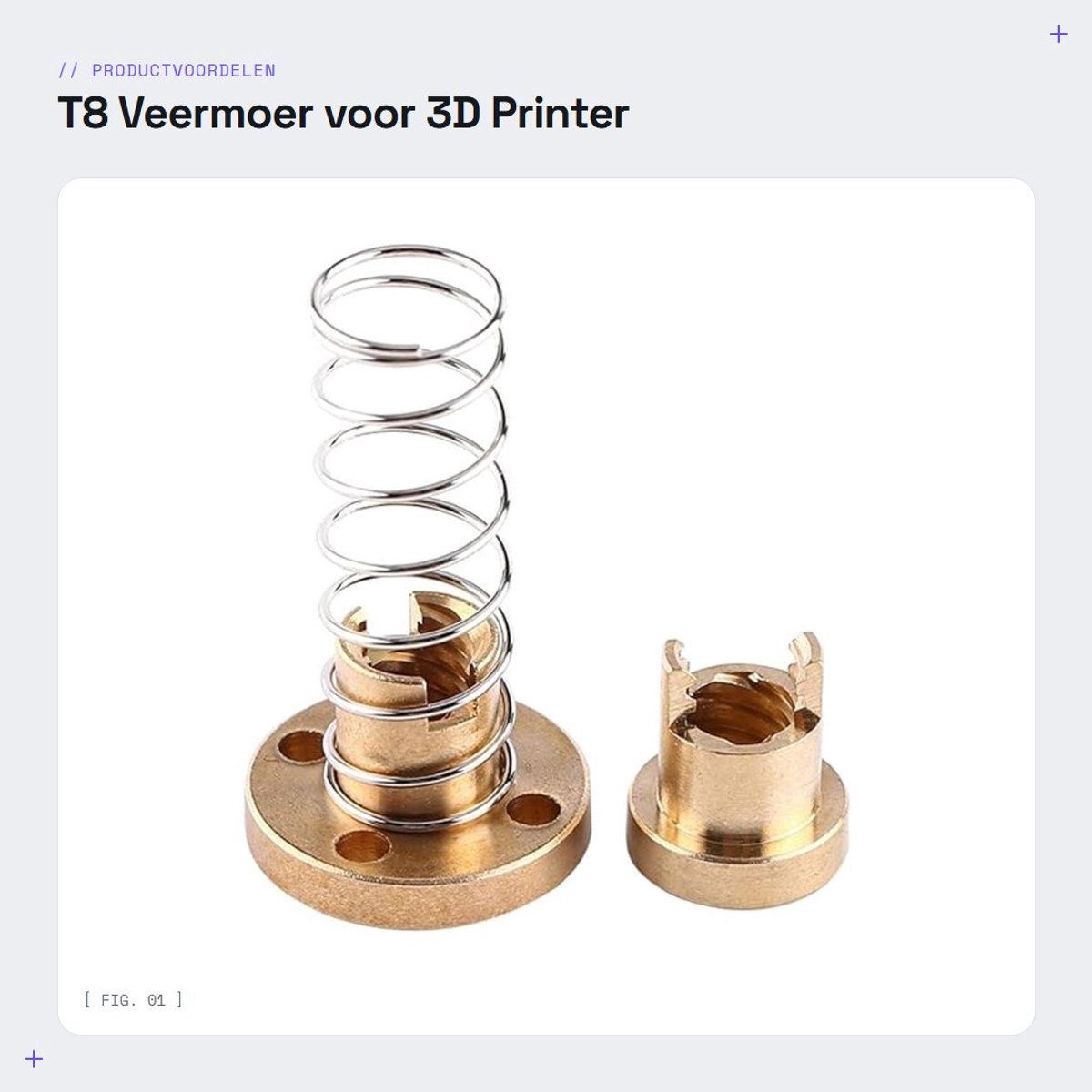 Dailygoods- Veermoer 8 mm - T8 Schroefdraad - Messing - 3D Printeronderdeel - Hoge Precisie - Duurzaam Materiaal - Moer
