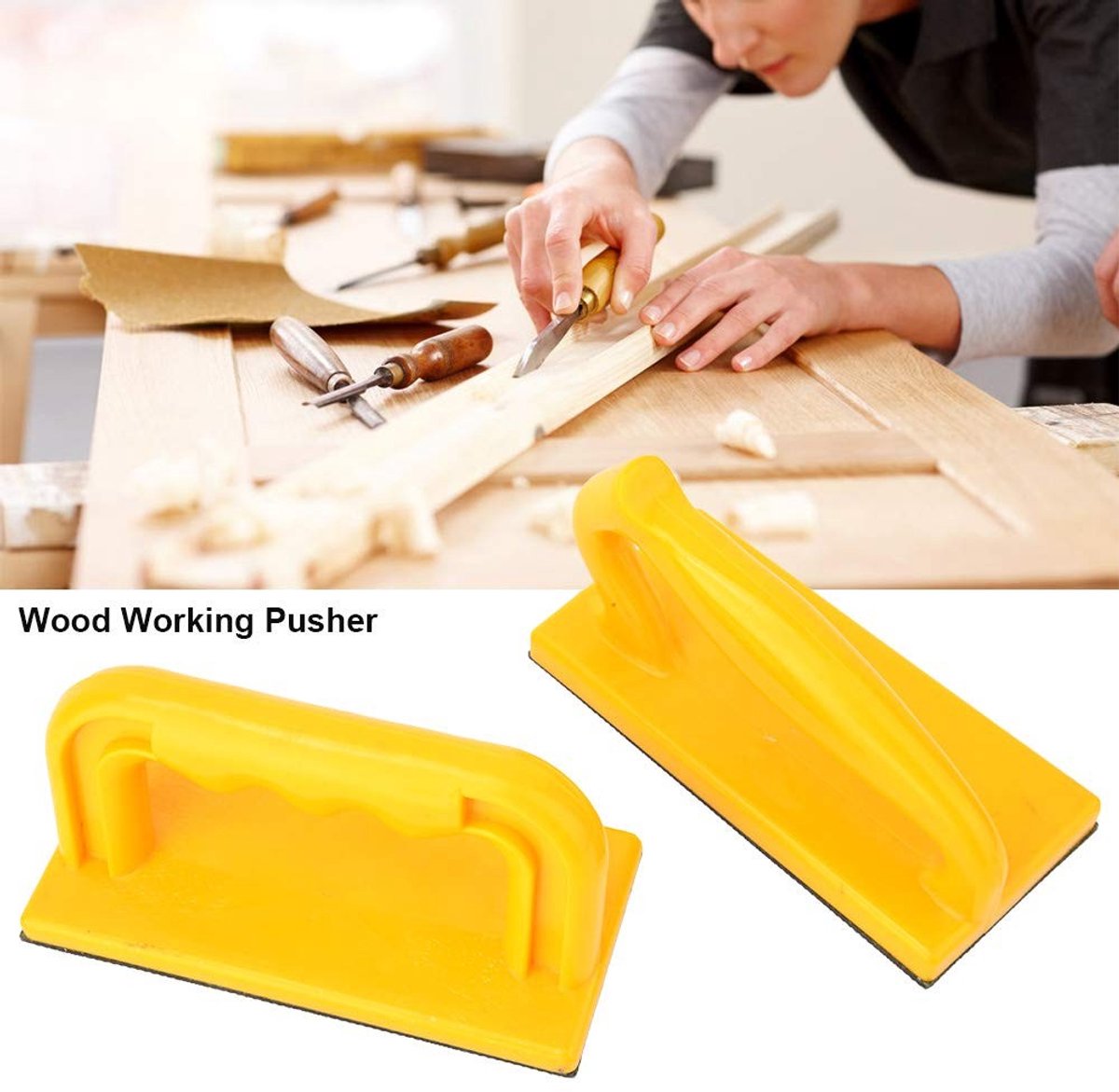 Dailygoods- Duwstok Veiligheidsduwblok - Houtbewerkingsgereedschap - Praktische Duwstok - Smalle Werkstukken - Industrie - Veiligheidsfunctie