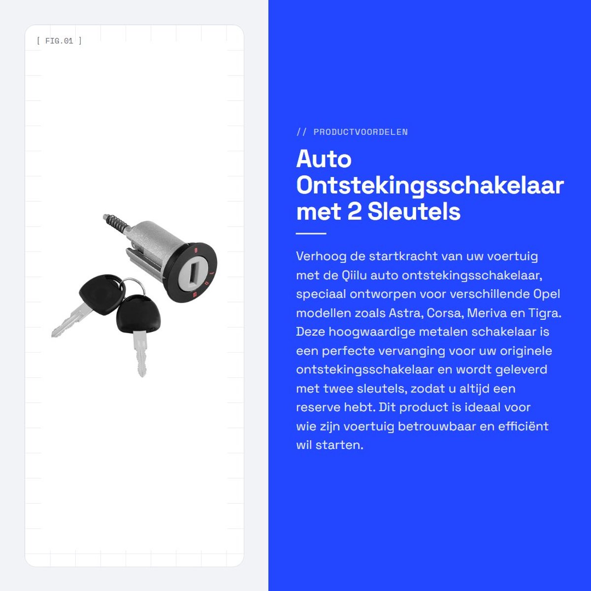 Dailygoods - Auto Ontstekingsschakelaar met 2 Sleutels voor Astra, Corsa, Meriva en Tigra