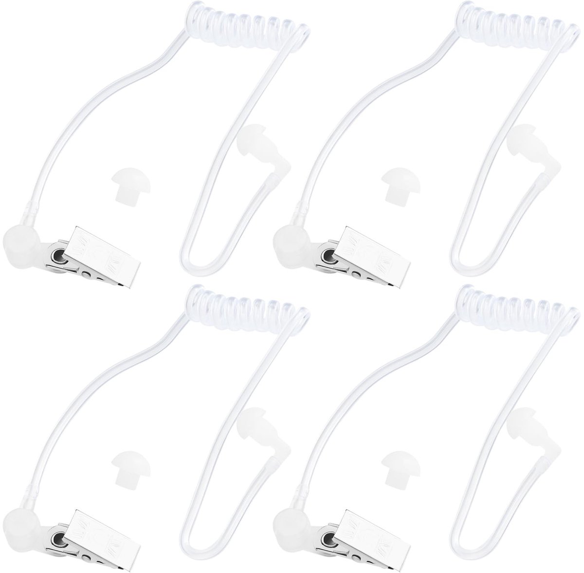Dailygoods - Transparante Siliconen Oordopjes - In-Ear Hoofdtelefoon voor Walkie Talkie - 50cm Kabel - 4x Oordopjes - Comfortabel en duurzaam - Perfec...