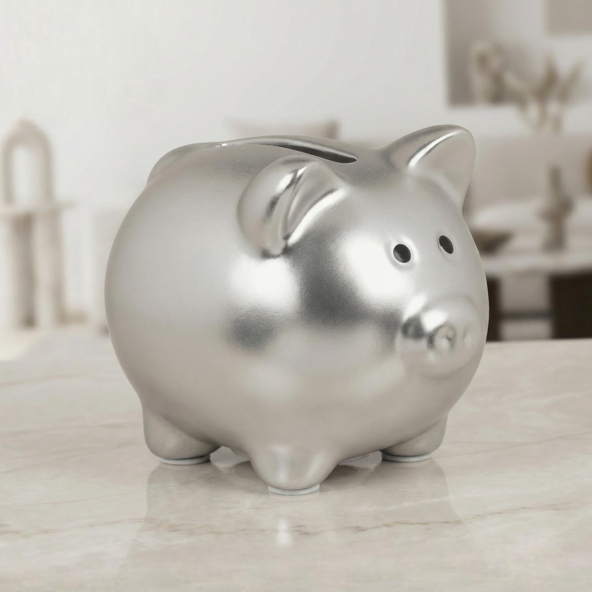 Dailygoods- Spaarpot Varken - Glanzend Matte Metalen Afwerking - Keramiek - 8 x 6,5 cm - Modern Design - Stijlvol Cadeau-idee - Spaarvarken