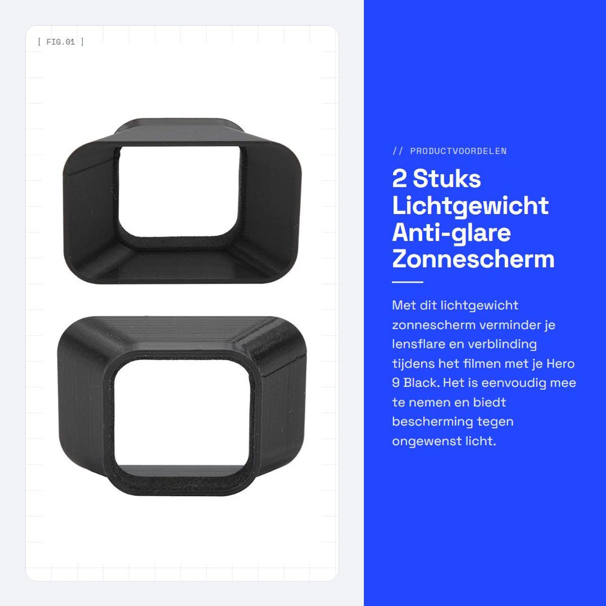 Dailygoods- Zonnescherm Lichtgewicht - Zonnekap - Anti-glare - Draagbaar - Voor Hero 9 Black - Vermindert Lensflare en Verblinding