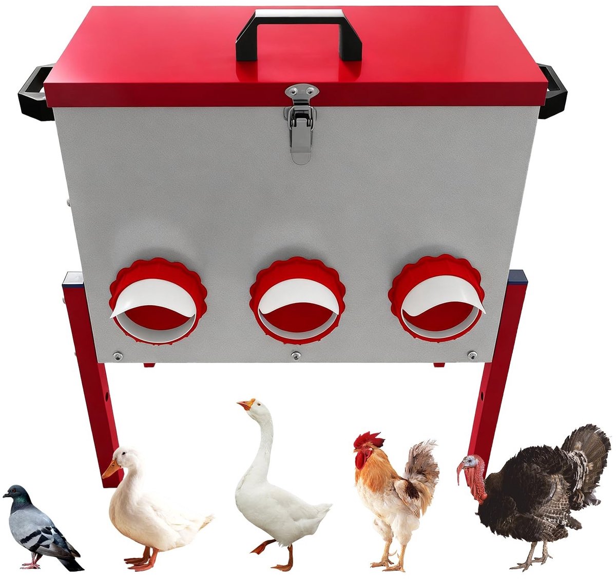 Dailygoods- Voederautomaat groot volume 15 kg - Voederbak kippen - Roestvrij staal - Regenbestendig - Lekvrij - Geschikt voor kippenhok